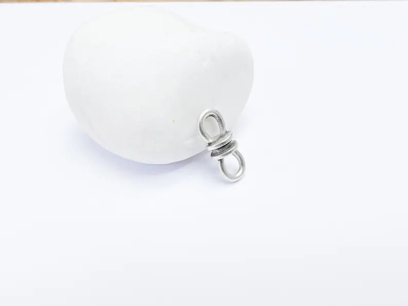 5 Antique Silver Double Loop Connector, Boho Findings, Earring Component, Rustic findings, Necklace Parts, Antique Silver Plated 20x7mm G36743