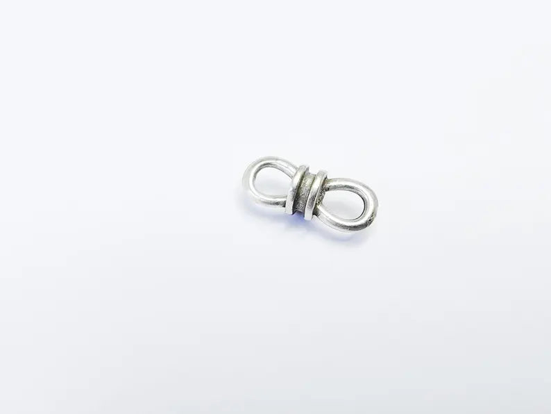 5 Antique Silver Double Loop Connector, Boho Findings, Earring Component, Rustic findings, Necklace Parts, Antique Silver Plated 20x7mm G36743