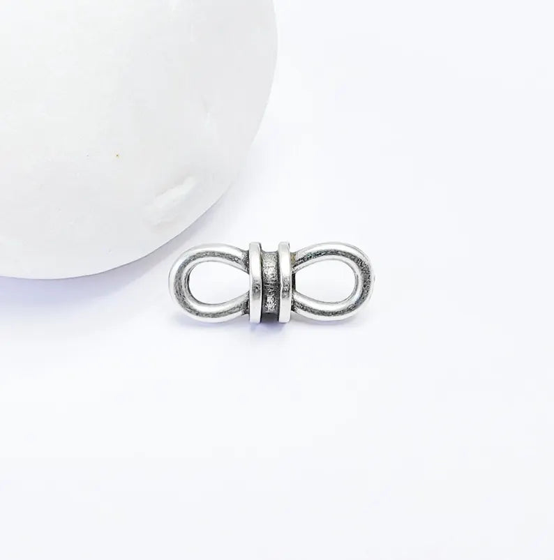 5 Antique Silver Double Loop Connector, Boho Findings, Earring Component, Rustic findings, Necklace Parts, Antique Silver Plated 20x7mm G36743