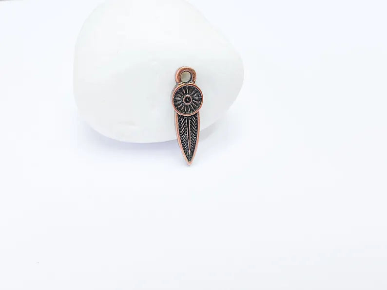 5 Boho Charm, Vintage Style Charms, Earring Charms, Minimalist Dangle Pendant, Necklace Parts, Antique Copper Plated 26x7mm G36839