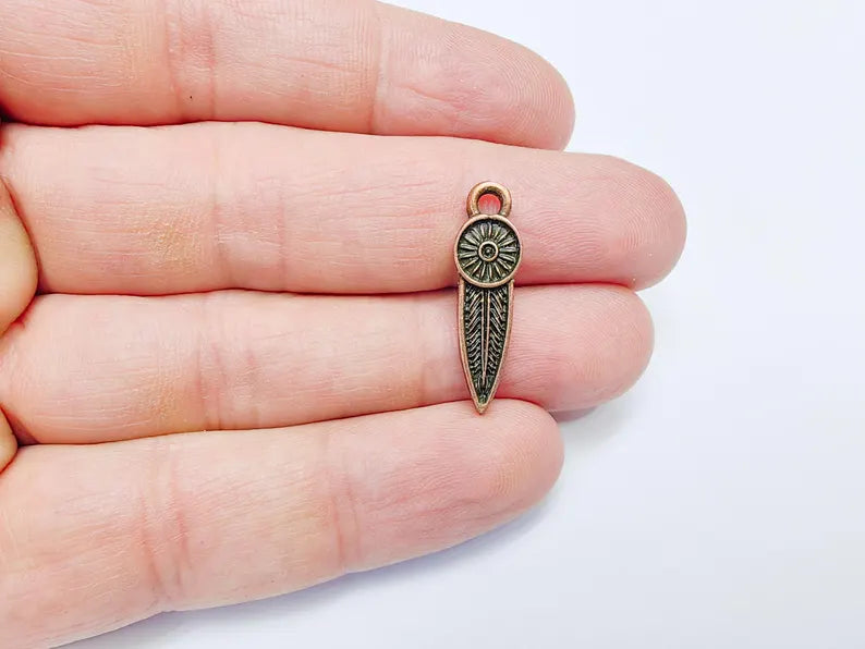 5 Boho Charm, Vintage Style Charms, Earring Charms, Minimalist Dangle Pendant, Necklace Parts, Antique Copper Plated 26x7mm G36839