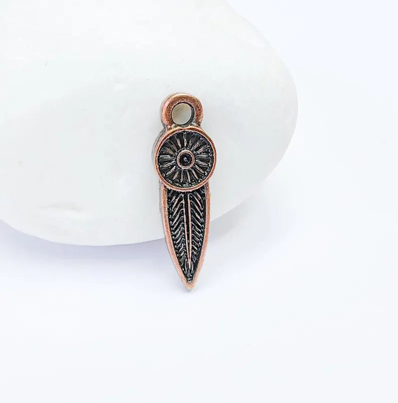 5 Boho Charm, Vintage Style Charms, Earring Charms, Minimalist Dangle Pendant, Necklace Parts, Antique Copper Plated 26x7mm G36839