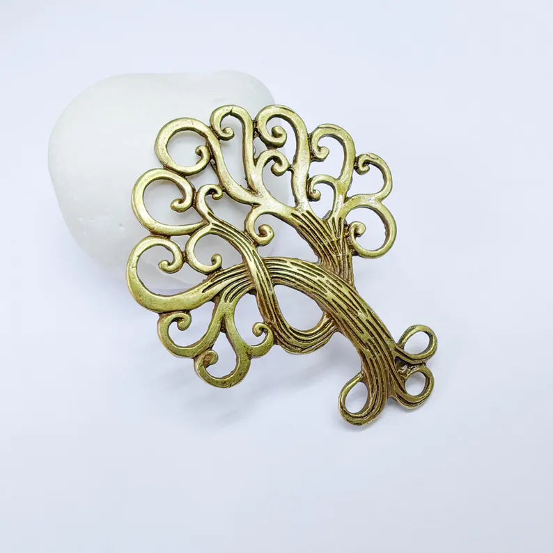 Tree Pendant Charms, Nature Pendant Boho Earring Charms, Dangle Pendant, Necklace Part, Antique Bronze Plated 68x52mm G36779