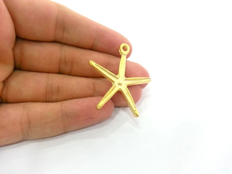 Starfish Charms , Gold Plated Metal 42x40 mm G17865