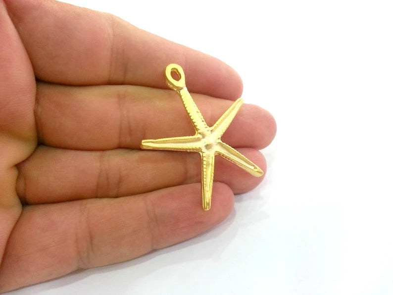 Starfish Charms , Gold Plated Metal 42x40 mm G17865