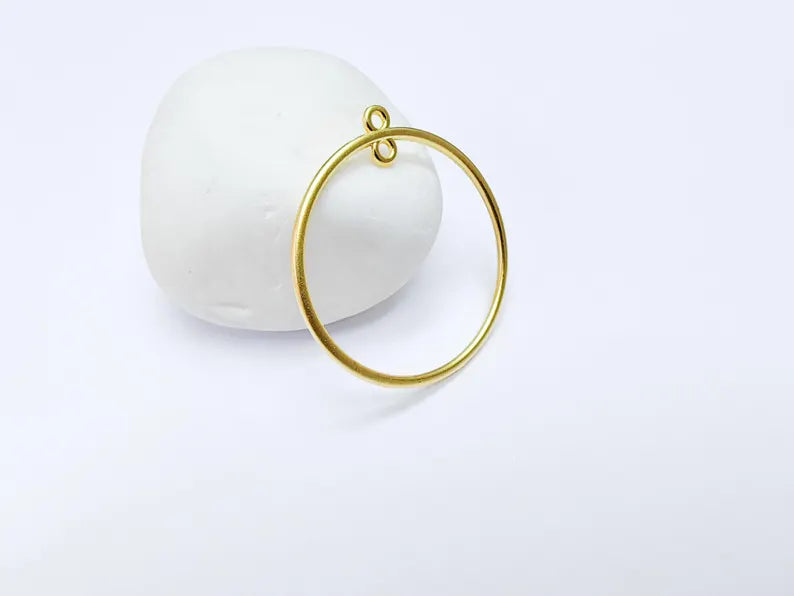 Gold Plated Circle Connector Charm, Earring Charms, Pendant 41x38mm G36795