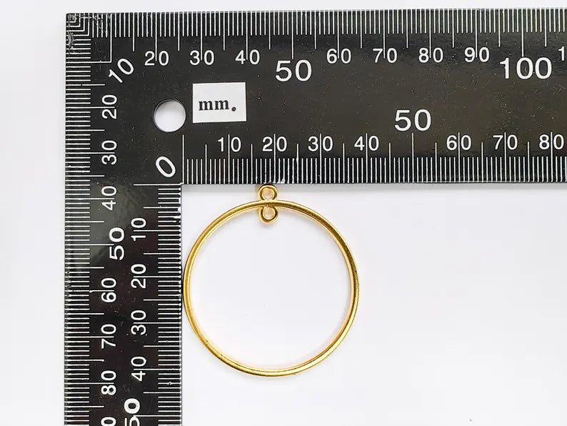 Gold Plated Circle Connector Charm, Earring Charms, Pendant 41x38mm G36795