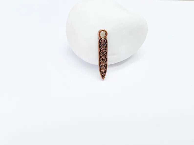 5 Minimalist Boho Charm, Vintage Style Charms, Earring Charms, Dangle Pendant, Necklace Parts, Antique Copper Plated 28x5mm G36829