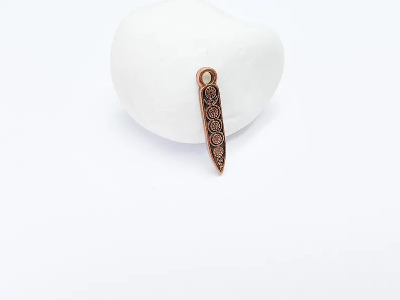 5 Minimalist Boho Charm, Vintage Style Charms, Earring Charms, Dangle Pendant, Necklace Parts, Antique Copper Plated 28x5mm G36829