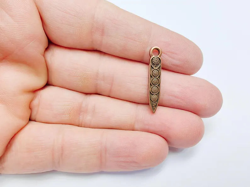 5 Minimalist Boho Charm, Vintage Style Charms, Earring Charms, Dangle Pendant, Necklace Parts, Antique Copper Plated 28x5mm G36829
