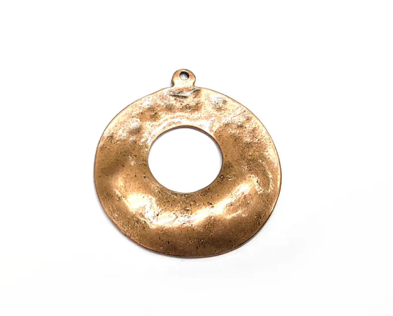 Donut Charms, Jewelry Parts, Copper Bracelet Component, Copper Earring Finding, Antique Copper Plated Metal (44x40mm) G36837