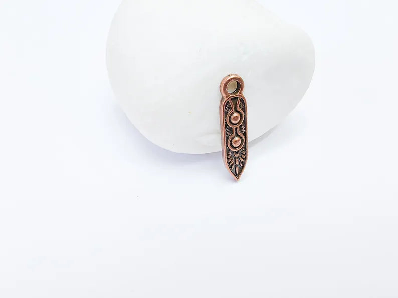 5 Boho Charm, Vintage Style Charms, Earring Charms, Minimalist Dangle Pendant, Necklace Parts, Antique Copper Plated 25x5mm G36848