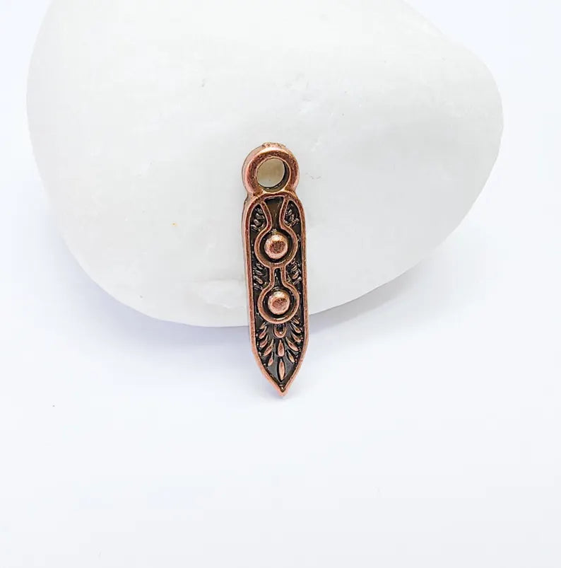 5 Boho Charm, Vintage Style Charms, Earring Charms, Minimalist Dangle Pendant, Necklace Parts, Antique Copper Plated 25x5mm G36848