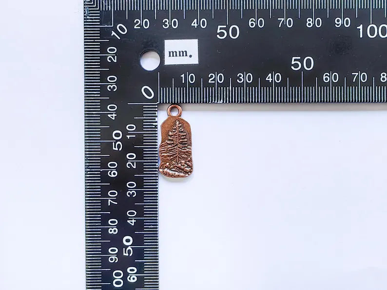 2 Pine Tree Rocky, Mountain Charms, Forest Landscape Pendant, Nature Pendant Boho Earring Charms, Antique Copper Plated 26x12mm G36895