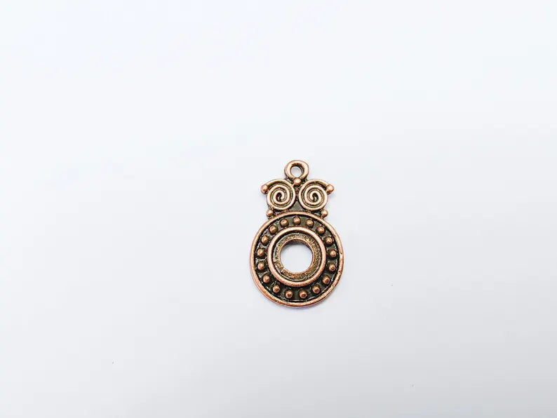2 Copper Pendant Blank, Charms Bezel, Boho Earring Charms, Dangle Pendant, Necklace Part, Antique Copper Plated 29x16mm (8mm blank) G36896