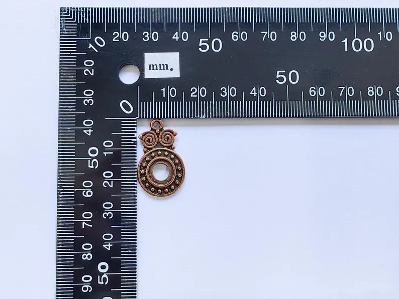 2 Copper Pendant Blank, Charms Bezel, Boho Earring Charms, Dangle Pendant, Necklace Part, Antique Copper Plated 29x16mm (8mm blank) G36896