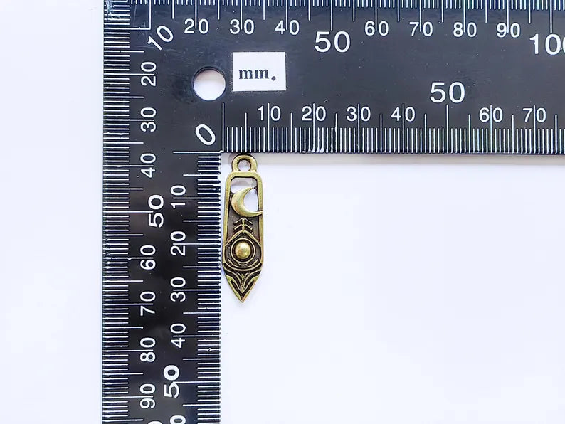 2 Crescent Moon and Orb Charms, Cosmic Pendant, Moon Earring Charms, Night Sky Boho Charms, Antique Bronze Plated Zamac 33x9mm G36898