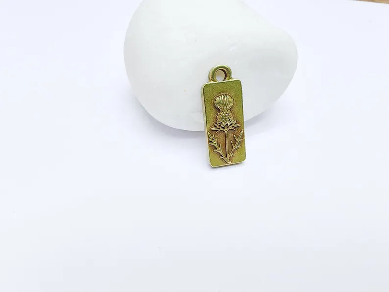 2 Flower Charms, Earring Charms, Bohemian Necklace Parts, Floral Charm for Nature Inspired Jewelry, Antique Bronze Plated 26x10mm G36862