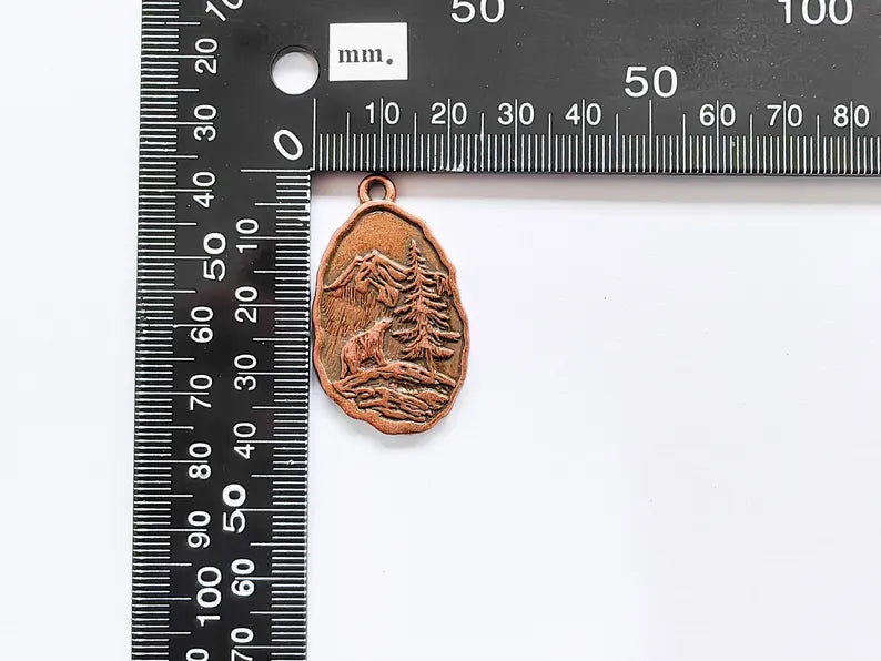 Bear Pendant, Wildlife Forest Charm, Mountain Necklace, Boho Nature Jewelry Craft, Outdoor Adventure, Antique Copper Plated 39x23mm G36936