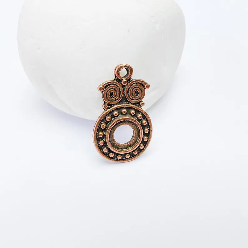 2 Copper Pendant Blank, Charms Bezel, Boho Earring Charms, Dangle Pendant, Necklace Part, Antique Copper Plated 29x16mm (8mm blank) G36896