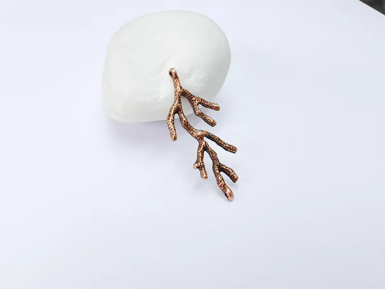 2 Coral Branch Charms, Antique Copper Plated, DIY Charms (43x20mm) G36993