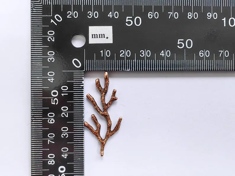 2 Coral Branch Charms, Antique Copper Plated, DIY Charms (43x20mm) G36993