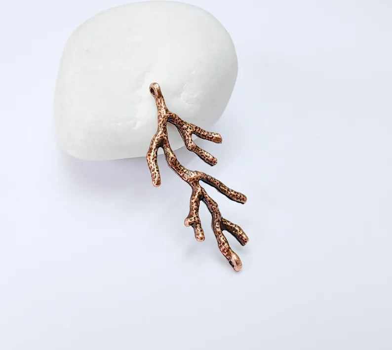 2 Coral Branch Charms, Antique Copper Plated, DIY Charms (43x20mm) G36993