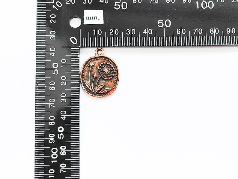 Dandelion Charms, Copper Flower Charms, Boho Charms, Earring Charms, Copper Pendant, Necklace Parts, Antique Copper Plated 28x23mm G36996