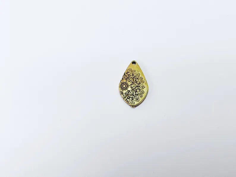 4 Flower Charms, Boho Charms, Earring Charms, Bronze Dangle Pendant, Necklace Parts, Antique Bronze Plated 22x12mm G36997