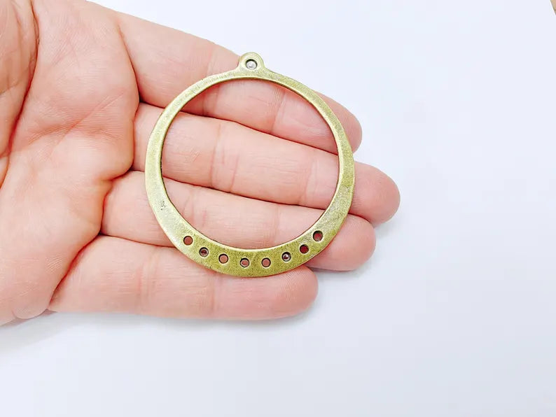 Round Connector Charms, Antique Bronze Plated Findings (64x58mm) G36998