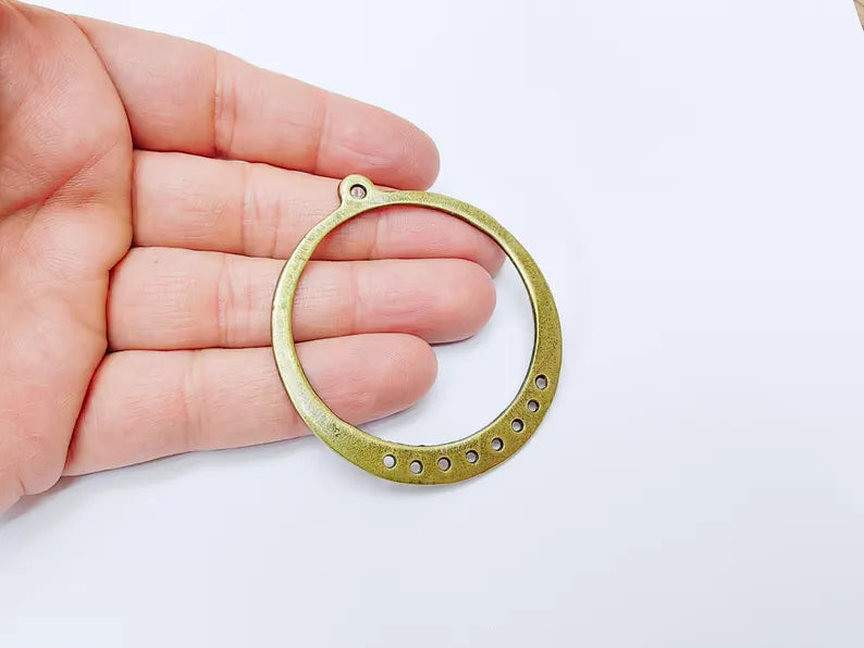 Round Connector Charms, Antique Bronze Plated Findings (64x58mm) G36998