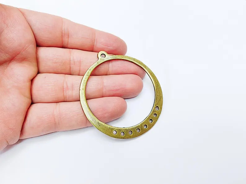 Round Connector Charms, Antique Bronze Plated Findings (64x58mm) G36998