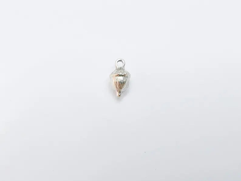 2 Acorn Charms, Small Woodland Nature Pendants for DIY Jewelry Making, Rustic Fall Beads, Nut Charms Antique Silver Plated Zamac 16x8mm G37009