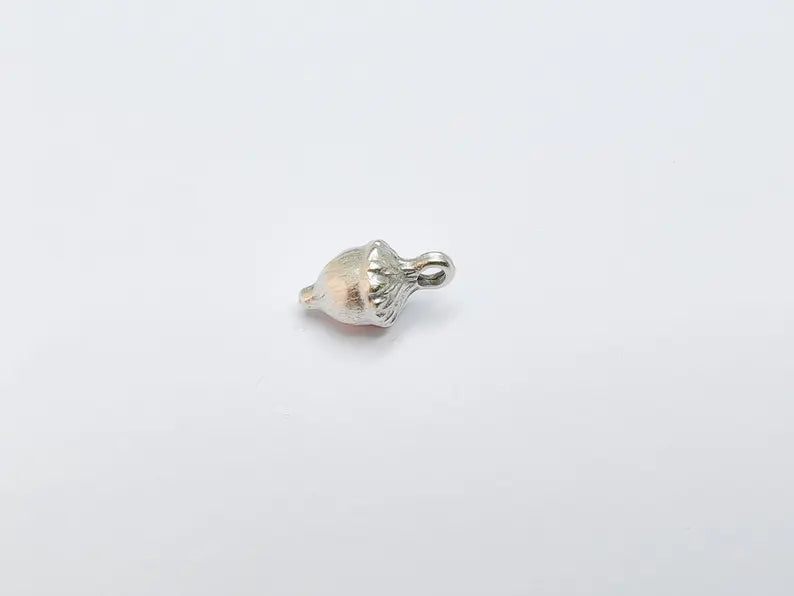 2 Acorn Charms, Small Woodland Nature Pendants for DIY Jewelry Making, Rustic Fall Beads, Nut Charms Antique Silver Plated Zamac 16x8mm G37009