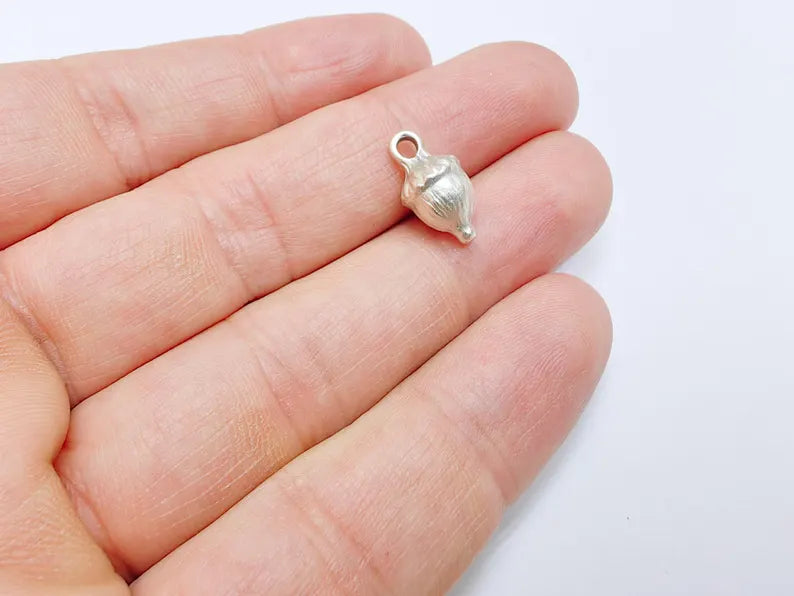 2 Acorn Charms, Small Woodland Nature Pendants for DIY Jewelry Making, Rustic Fall Beads, Nut Charms Antique Silver Plated Zamac 16x8mm G37009