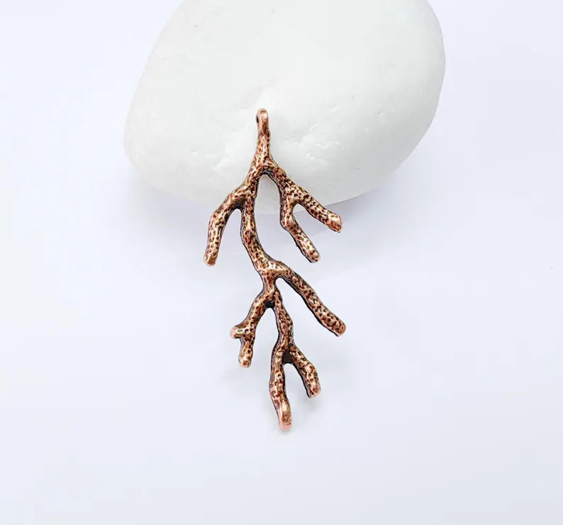 2 Coral Branch Charms, Antique Copper Plated, DIY Charms (43x20mm) G36993