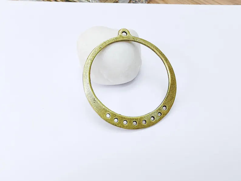 Round Connector Charms, Antique Bronze Plated Findings (64x58mm) G36998