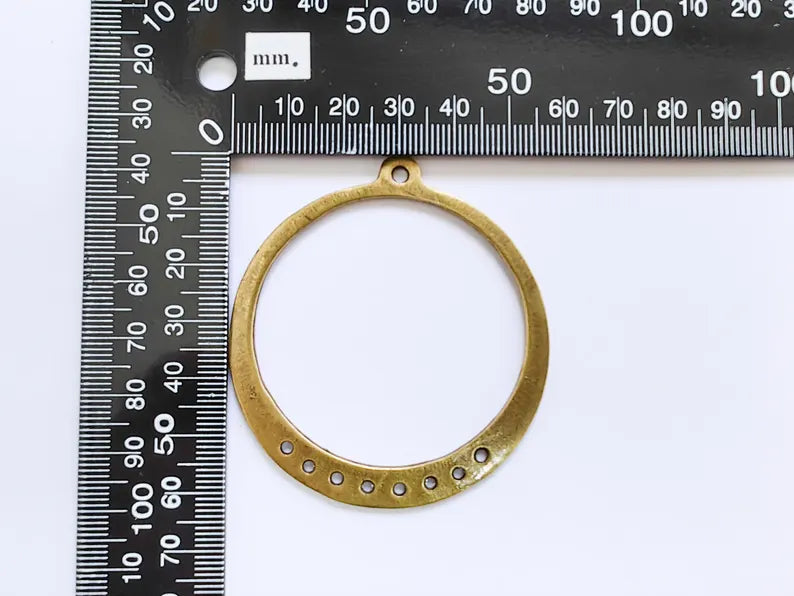 Round Connector Charms, Antique Bronze Plated Findings (64x58mm) G36998