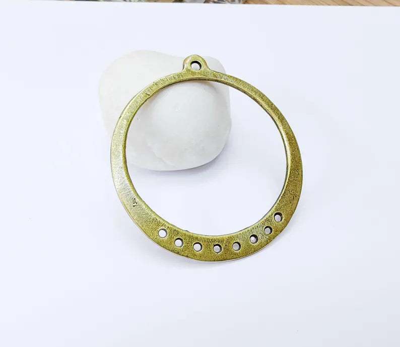 Round Connector Charms, Antique Bronze Plated Findings (64x58mm) G36998