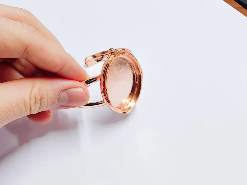 Rose Gold Bracelet Blanks Cuff Blanks Adjustable Bracelet Blank Rose Gold Plated Brass (40x30mm Blanks) G37022