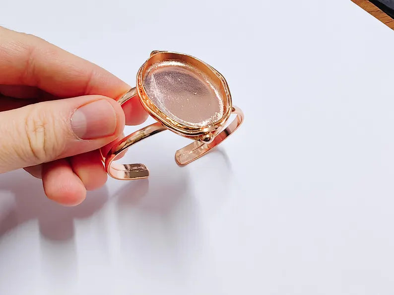 Rose Gold Bracelet Blanks Cuff Blanks Adjustable Bracelet Blank Rose Gold Plated Brass (40x30mm Blanks) G37022