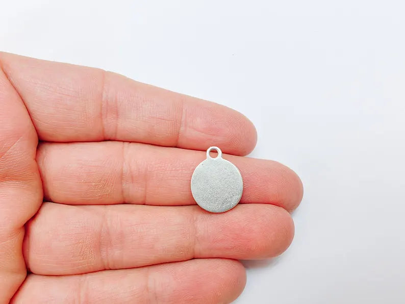 2 Round Pendant Blanks, Resin Bezel Bases, Mosaic Mountings, Dry flower Frame, Polymer Clay base, Antique Silver Plated (12mm) G37046