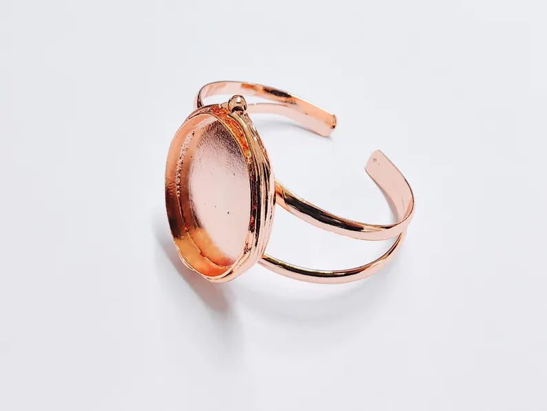 Rose Gold Bracelet Blanks Cuff Blanks Adjustable Bracelet Blank Rose Gold Plated Brass (40x30mm Blanks) G37022
