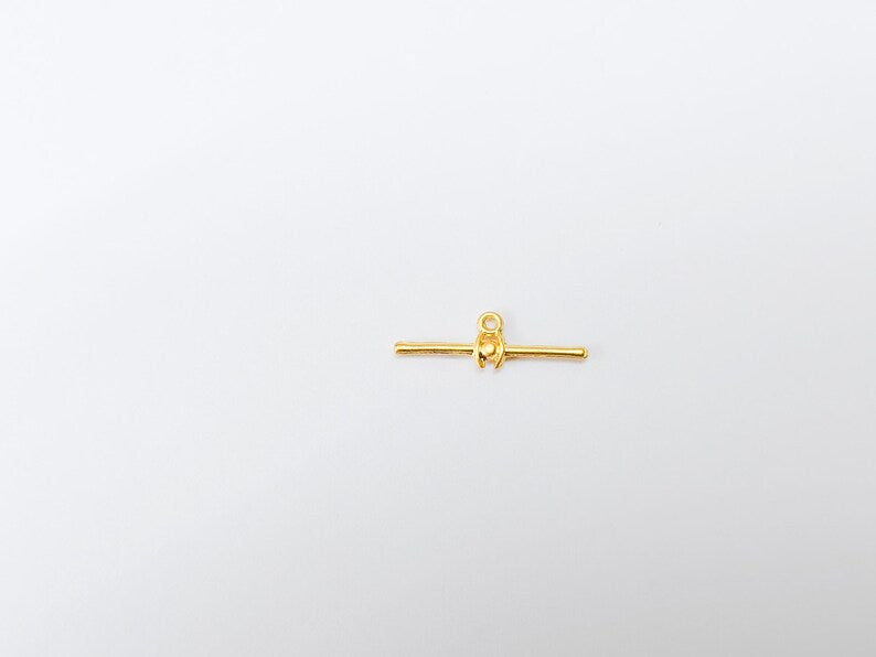 4 Gold Plated Bar Charm, Zamak Stick Pendant, Horizontal Bar with Loop, Minimalist Jewelry Connector, Necklace or Earring Making 24x2mm G37027
