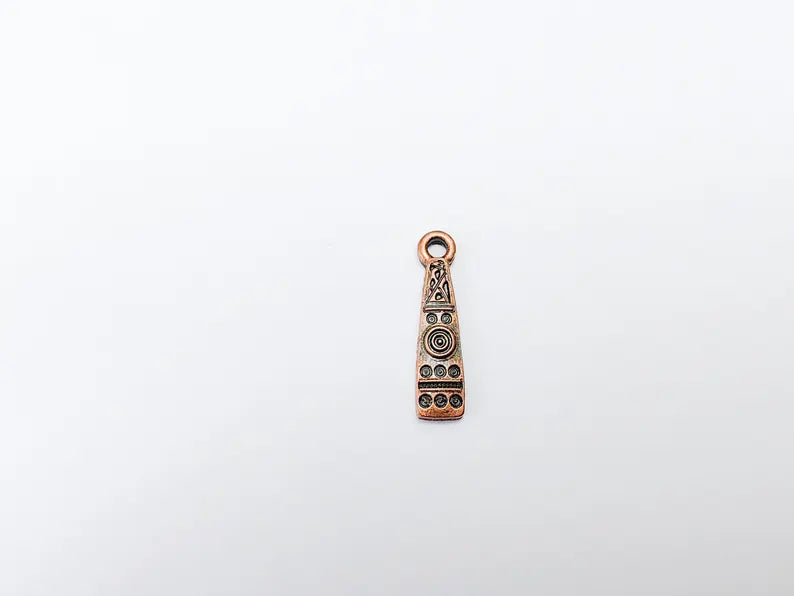 4 Boho Charm, Vintage Style Charms, Earring Charms, Minimalist Dangle Pendant, Necklace Parts, Antique Copper Plated 25x6mm G37094