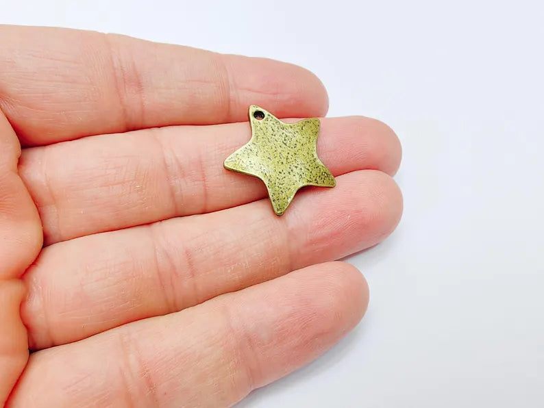 2 Star Charms Antique Bronze Plated Charms (26x24mm) G37097