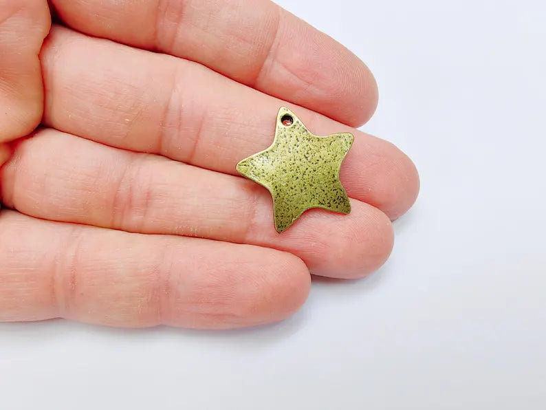 2 Star Charms Antique Bronze Plated Charms (26x24mm) G37097