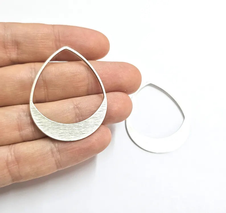 Drop Charms, Antique Silver Plated Charms (42x34mm) G37048