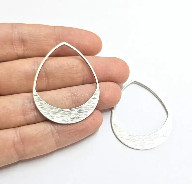 Drop Charms, Antique Silver Plated Charms (42x34mm) G37048