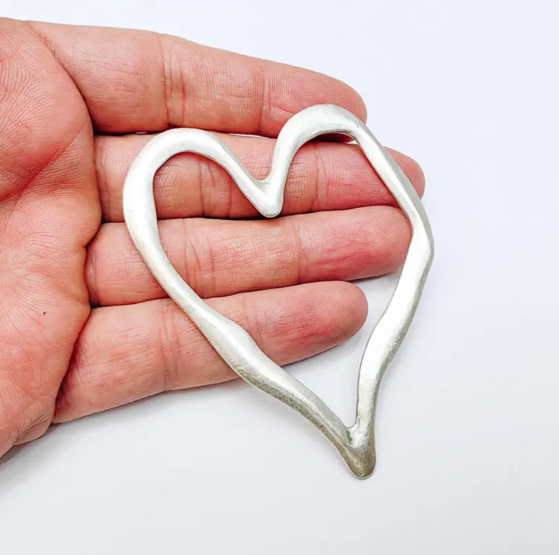 Heart Pendant Antique Silver Plated Pendant (83x64mm) G37049